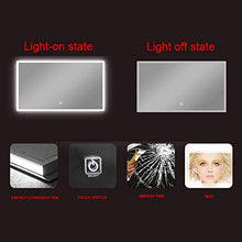 Specchio Rettangolare retroilluminato a Parete Illuminato, Specchio da Bagno Illuminato a LED, Luce Bicolore + antideflagrante + antiappannamento