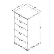 Vincent, Wood, Bianco Opaco, Cassettiera a 5 cassetti-Vincent-45 cm