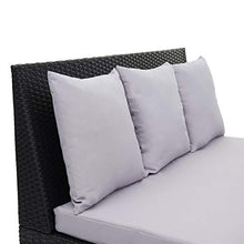 Mendler Divano sofà 2 posti da Esterno HWC-G16 polyrattan Nero Cuscino Grigio Chiaro