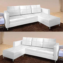 Gstore Divano Componibile angolare a 3 Posti in Ecopelle Bianco e Nero Divanetto Sofà (Bianco) - Arredi Casa