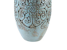 Beliani Vaso Decorativo Boho Argilla Blu con Motivo Floreale Eleusis