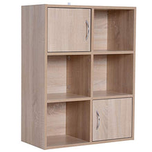homcom Libreria Scaffale Mobiletto in Legno con 3 Ripiani 4 Scompartimenti e 2 ante, 61.5x29.5x80cm