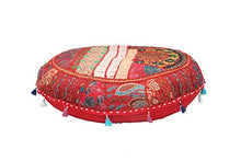 Jaipurtextilehub JTH Ethnic Decor Pouf Antico Sari Pouf Piedi Sgabello Rotondo Poof Cuscino da Pavimento Ottomano (Dimensioni: 32 x 9 x 72 pollici)