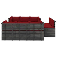 vidaXL Set Divani da Giardino su Pallet 9 pz con Cuscini Massello Pino