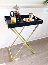 ASPECT Vassoio Pieghevole per maggiordomo Hopkins (Ottone Nero/Opaco), Legno, 54 x 38 x 72 cm