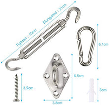 Magicfun Kit di Montaggio per Tenda per Vela Rettangolare a Scomparsa, Kit di Fissaggio Kit Hardware per Vela in Acciaio Inox