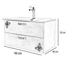 Shop Chic Mobile Bagno Kunst Finitura Legno Arte povera con Specchio e lavabo Rettangolare