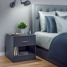 Casaria Set 2 Comodini Cassetto Ripiano d' Appoggio 41x39x28 cm Legno Comò Notte Camera Letto Grigio