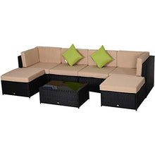 giordano shop Set Salotto da Giardino in Polyrattan Divano 2 Poltrone Miozzi Virginia Nero e Beige