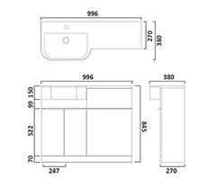 Match Destra Combinazione unità WC e lavabo One Piece Completo (Bianco Lucido)