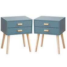 Flyelf Comodino Tavolino con 2 Cassetto 35 * 45 * 59.5 cm (Grigio Blu, 2)