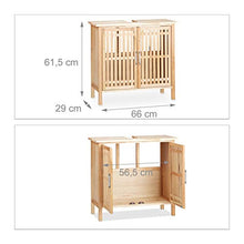 Relaxdays, naturale Mobile Bagno Legno di Noce, Mobiletto Sottolavabo, Armadietto per Lavandino, con Incavo per Sifone, 61,5 x 66 x 29 cm