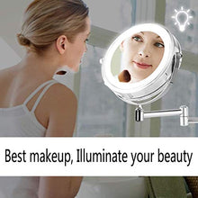 WZDD Specchio Cosmetico da Parete, Specchio Trucco con Luce LED E Ingrandimento 1x / 5X, Doppio Lato Specchio da Bagno, Orientabile a 360 ° E Verticale