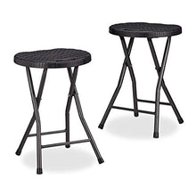 Relaxdays 10020762_46 Sgabello Pieghevole, Forma Rotonda, Nero, 29x33x45 cm