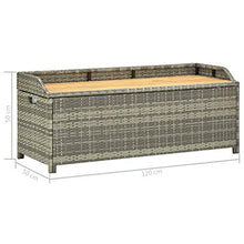 VidaXL - Panca portaoggetti da giardino, 120 cm, in resina intrecciata, colore: Grigio