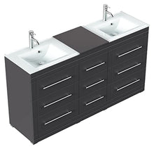 Mobile bagno a terra Vitro Modern con lavabos in vetro antracite satinato