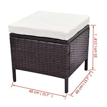Tidyard Set Divani da Giardino 4 pz con Cuscini in Polyrattan Marrone, Set Divani da Giardino, Set Divani da Giardino da Esterno 220 x 172 x 82 cm