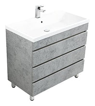 Mobile bagno a terra Via 90 grigio cemento , 3 cassetti senza maniglie