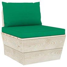 SKM Set Divani da Giardino su Pallet 3 pz con Cuscini Legno Abete (52.3kg) Verde-3413