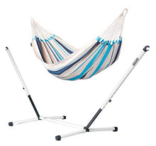 La Siesta Caribeña Aqua Blue - Amaca Classica Singola in Cotone con Supporto in Metallo