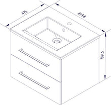Fackelmann lavabo sotto armadio appeso 60 cm Rovere Scuro con ceramica bacino Serie B. perfetto
