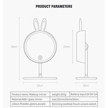 CFPPX Specchio Trucco con Luce LED, USB Ricaricabile Pieghevole Specchio Cosmetico, Makeup Mirror, Specchio da Rotazione a 360°,Verde,Rabbit1