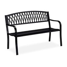Relaxdays Panca da Giardino, Outdoor, a 2 Posti, Resistente alle Intemperie Rivestimento Antiruggine, 87x127x60 cm, Nero, Acciaio, colata