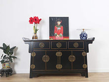 Yajutang Credenza cinese con 4 ante e 3 cassetti, colore: nero