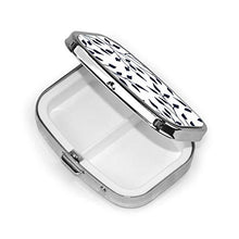 Scatola quadrata per pillole medicinali con foglie eleganti blu navy bianco moda portapillole organizer da viaggio per pillole integratori vitamine