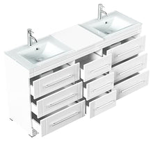 Mobile bagno a terra Vitro Modern con lavabos in vetro bianco lucido