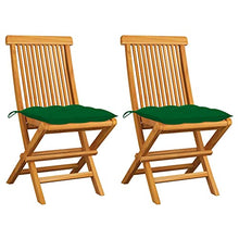 vidaXL Sedie da Giardino con Cuscini Verdi 2 pz in Massello di Teak