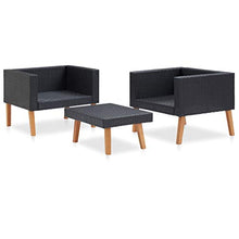 SKM Set Divani da Giardino 3 pz con Cuscini in Polyrattan Nero (27kg)