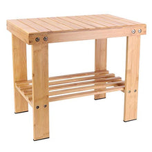 Sedia in bambù con sgabello in bambù resistente all'usura per bagno, camera da letto, giardino(25 * 40 * 33.5cm large)