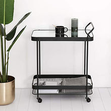 Carrello/Auto da Pranzo in Ferro battuto, Portatile Multifunzione, Carrello da tè Mobile Domestico, credenza Semplice, Nero (60 * 37 * 76cm)