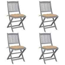 vidaXL Sedie da Giardino Pieghevoli 4pz con Cuscini in Massello Acacia