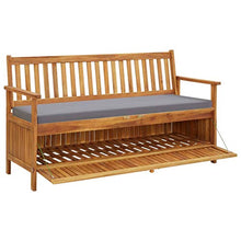 Panchina da giardino con vano portaoggetti e supporto, 148 cm, in legno di acacia