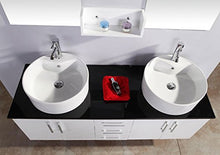 GRAFICA MA.RO SRL Mobile ARREDO Bagno Modello Lion 150 CM ARREDOBAGNO SOSPESO RUBINETTERIA LAVABO Bianco Neve con Piano Nero, Rubinetteria e Due Lavabo Inclusi
