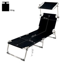 TecTake 2X Sedia a Sdraio per Prendere Il Sole con l'ombrello Parasole 190cm Nero