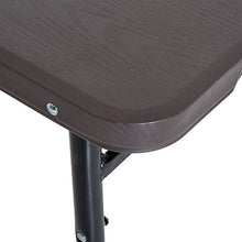 Outsunny Tavolo Campeggio Pieghevole, Portatile con Altezza Regolabile, Effetto Legno, 122x61x53/71,5cm Nero e Marrone