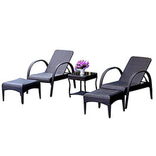 AAGYJ Set di sedie da Giardino in Rattan 5 Pezzi Sedia da Giardino per Esterni Sedia Prendisole con Pedale e tavolino da caffè per Tutte Le Stagioni, Sdraio e sedie da Giardino Reclinabili