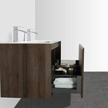 Mobile da bagno sospeso Freya 1900 effetto legno- cassetti con illuminazione a LED