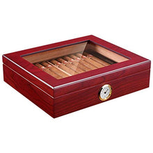 SMEJS Handmade Cigar Humidor, Cedar Cigar Desktop Box con umidificatore e igrometro, Piano in Vetro for 35 sigari (Color : A)