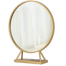 Specchio Domestico, Specchio cosmetico, Specchio di Ferro, Specchio da Tavolo, Specchio Rotondo, Specchio di Bellezza (Oro)