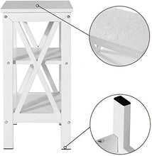 LMYTech con 2 comodini, con Ripiani a 3 Strati a Forma di X, per Soggiorno e Camera da Letto, comodini Bianchi