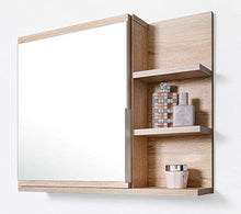Domtech Home Decor - Armadietto da bagno con specchio e mensola, in autentico rovere Sonoma, R