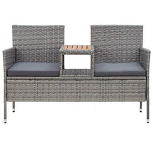 FAMIROSA Panca da Giardino 2 Posti con Tavolino 143 cm Polyrattan Grigio