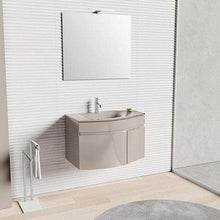 Bagno Italia Mobile Arredo Bagno Asia 80 cm mobile sospeso con lavabo cristallo bianco o tortora e specchio Mobili I