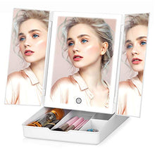 Specchio Trucco Con 32 LEDs, Specchio Bianco cosmetico, Specchio di Vanity Trifold, Specchio per Il con Touchscreen per Il Trucco Con Scatola, Specchio Bagno con Luci