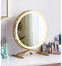 Specchio per Vanity da Tavolo in Oro con luci, Trucco Touch Screen Illuminato 40cm per spogliatoio e Camera da Letto