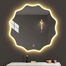 FYHpet Specchio da Bagno con lampadari a Forma di Fiore, Interruttore tattile, dimmerabile, Specchio a LED, Grande Specchio cosmetico, Bagno, Soggiorno